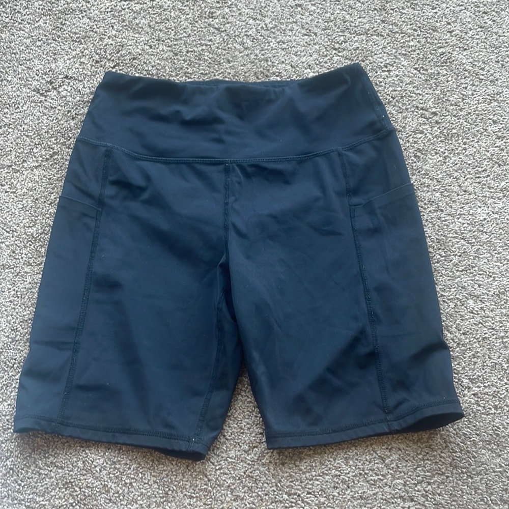 Omantic brand black spandex/ biker shorts with pockets on both sides